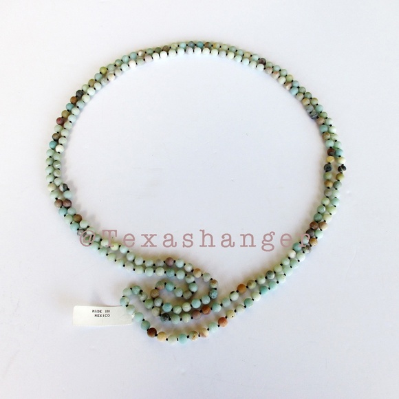 NWT Amazonite 80” Knotted Matte Bead Necklace
